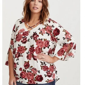 Torrid Floral Print Top - Red and White